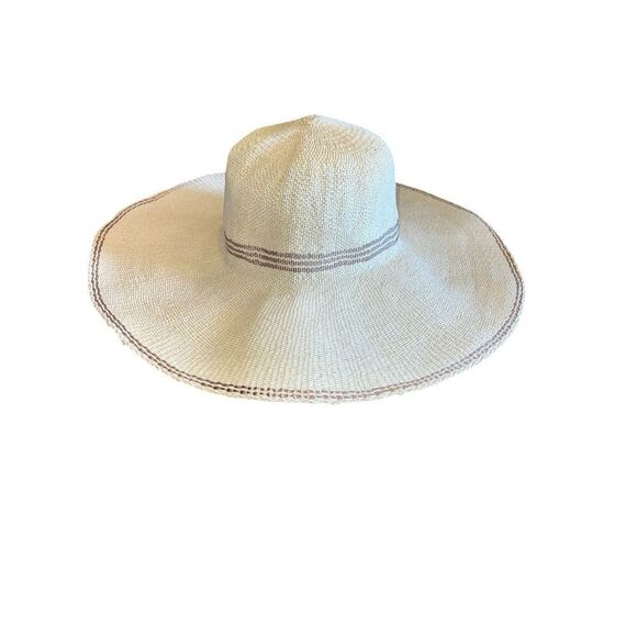 VIX Paula Hermanny floppy Panama cream straw sun beach vacation hat - Picture 3 of 6